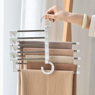 Organizador Retrátil para 5 Calças em Aço Inox Cabide Dobrável Multifuncional Preto