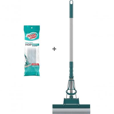 Mop Kit0266 Lava Enxagua e Seca Aço e PVA para Pisos e Cozinha Verde Flash Limp