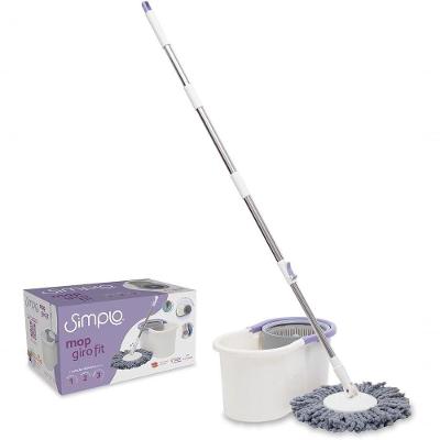 Mop com Balde e Esfregão Giro Fit Lava e Seca Pisos Plástico Sistema de Lavagem 4L Branco