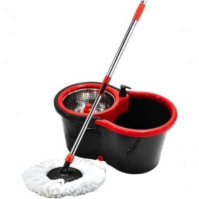 Mop Giratório Pro Lava e Seca Aço Inox Sistema de Centrifugação para Casa Vermelho e Cinza Powermaid