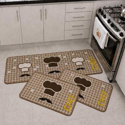 Kit Tapete para Cozinha 3 Peças Retangular 100% Poliéster Base Antiderrapante Chef Casa Scarpa