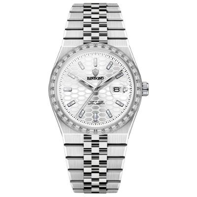 Relógio Masculino Clássico de Quartzo Aço Inox Prata Binbond