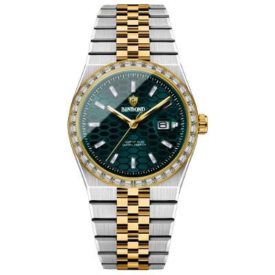 Relógio Masculino Clássico de Aço Inox com Mostrador Luminoso Verde Binbond