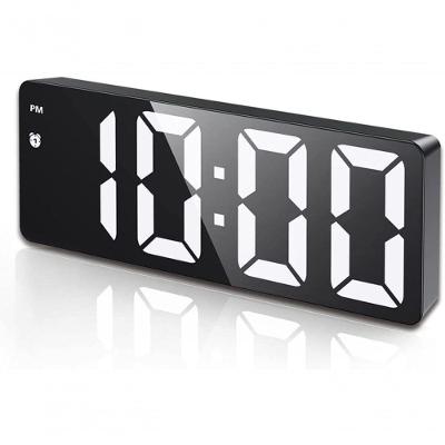 Relógio Despertador Digital LED com Visor de Temperatura Brilho Ajustável Controle de Voz Bivolt
