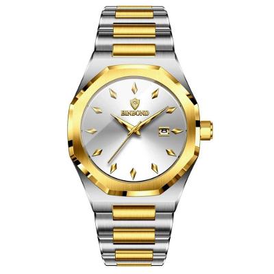 Relógio de Pulso Masculino Esportivo de Quartzo em Aço Inox Branco Binbond