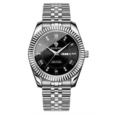 Relógio de Pulso Masculino Design Esportivo Casual Analógico Aço Inox Preto Prata Binbond