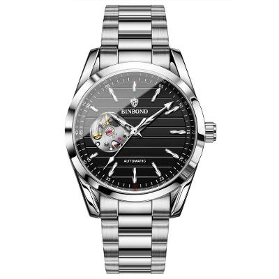 Relógio Masculino Automático em Aço Inoxidavel a Prova D'agua Preto com Pulseira de Aço Inox Binbond