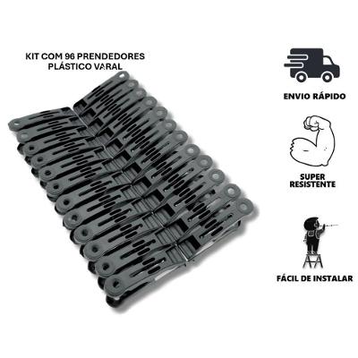 Prendedor de Roupa Pregador Reforçado Plástico com Mola de Aço para Lavanderia e Área Externa Preto