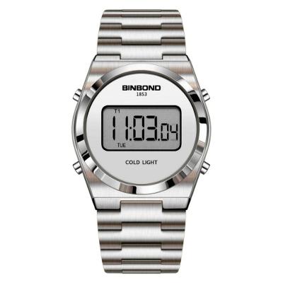 Relógio de Pulso Masculino Esportivo Digital Aço Inox Prata Binbond