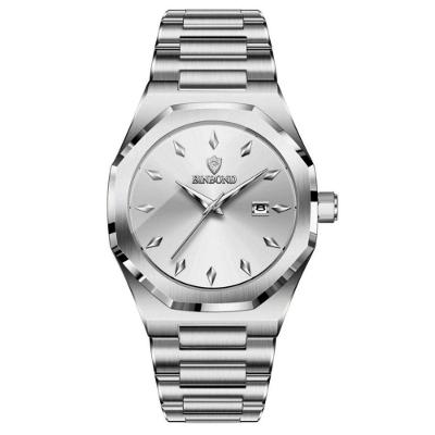 Relógio de Pulso Masculino Esportivo de Quartzo em Aço Inox Prata Binbond