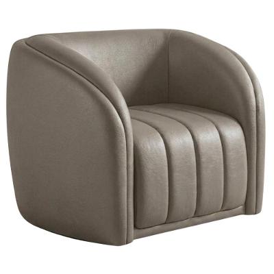 Poltrona Decorativa Mehis Base Fixa Courino Bege Milani Movelaria