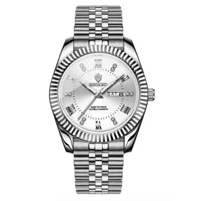 Relógio de Pulso Masculino Design Esportivo Casual Analógico Aço Inox Prata Binbond