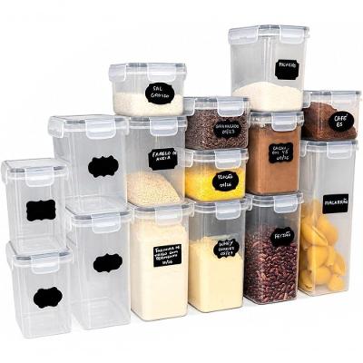 Potes Herméticos Kit 15 Peças BPA Free Plástico PP e Silicone Transparente para Mantimentos