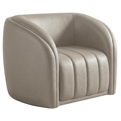 Poltrona Decorativa Mehis Base Fixa Courino Bege Milani Movelaria