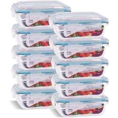 Potes de Vidro Hermético Conjunto 10 Potes 640ML para Arroz Massa Sopa e Transporte de Refeições