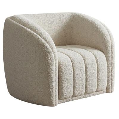 Poltrona Decorativa Mehis Base Fixa Bouclé Bege Milani Movelaria