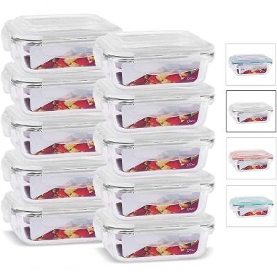 Potes de Armazenamento Kit de 10 Potes de Vidro Retangular Seguro para Forno e Micro-ondas Azul