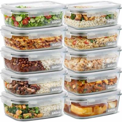 Pote de Vidro Hermético Kit 10 Potes 640ml com 4 Travas para Marmita Conservação Transparente