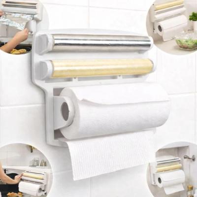 Porta Papel Toalha Triplo 3 em 1 Suporte para Rolo Branco
