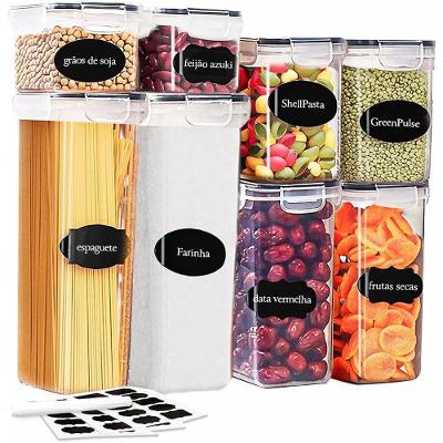 Porta Alimentos Kit 8 Potes com Tampa Hermético Plástico sem BPA Vedação Hermética para Armário