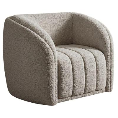 Poltrona Decorativa Mehis Base Fixa Bouclé Bege Milani Movelaria