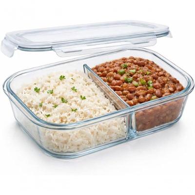 Pote de Vidro Borossilicato com Divisória Hermético 2 Compartimentos 1040ml para Micro-ondas