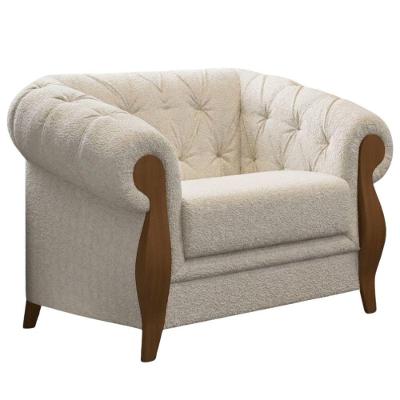 Poltrona Decorativa Milano Capitone Bouclé Bege Milani Movelaria