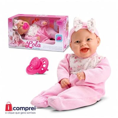 Boneca Lola Baby com Chupeta Rosa com Visual Encantador