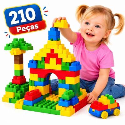 Brinquedo de Montar Super Blocos 210 Peças com Bolsa
