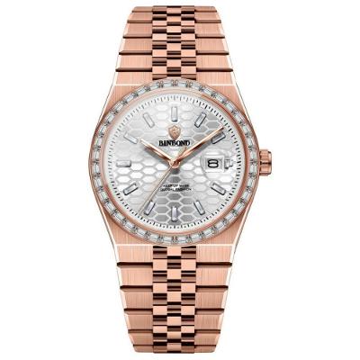 Relógio Masculino Clássico de Quartzo Aço Inox Branco Binbond