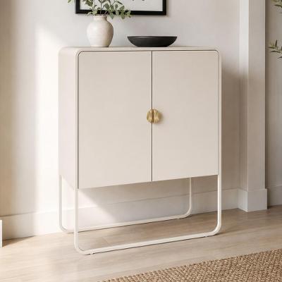 Aparador Buffet Alek A03 90CM Tampo MDP Pés Metálicos Off White Lyam Decor