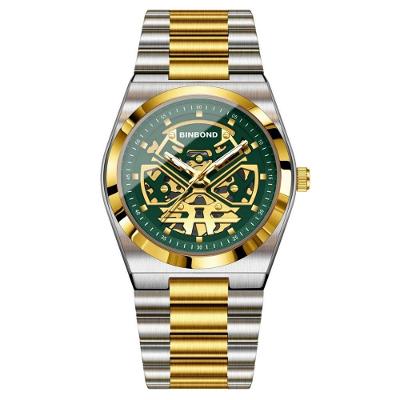 Relógio de Pulso Masculino Analógico Aço Inox Luminoso Verde Binbond