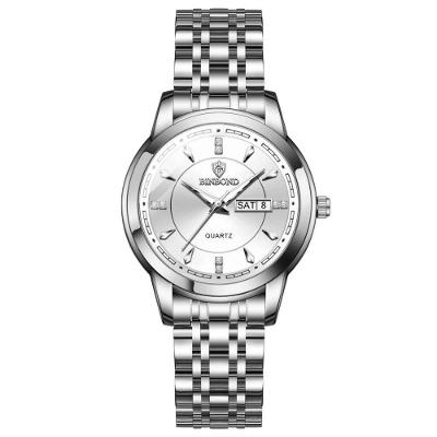 Relógio de Pulso Feminino Quartzo Aço Inox Prata Binbond