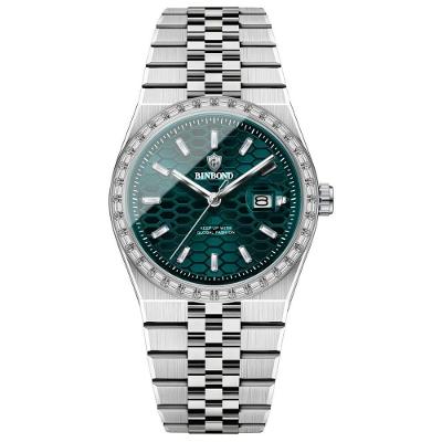 Relógio Masculino Estilo Clássico Aço Inox Verde Binbond