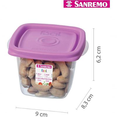 Potes Plásticos Linha Fácil 200ml Micro-ondas e Lava-louças Transparente e Salmão Sanremo