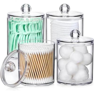Potes Organizadores com Tampa Kit 2 Unidades Acrílico Transparente Multiuso para Banheiro