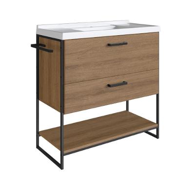 Gabinete para Banheiro Industrial Sobrepor 1 Porta 1 Gaveta MDP 80CM Mel com Preto