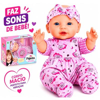 Boneca Pepita Que Fala com Sons de Bebê Emite Sons de Bebê Branco Milk Brinquedos
