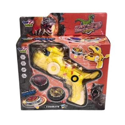 Brinquedo Infantil Beyblade com 2 Lançadores Dinossauro Pião Giratório Amarelo Utimix 3 Anos