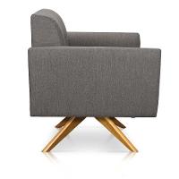 Poltrona Giratória Elisa Linho Grafite A26 Base Madeira Ma30 - 3