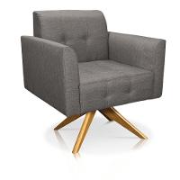 Poltrona Giratória Elisa Linho Grafite A26 Base Madeira Ma30 - 5