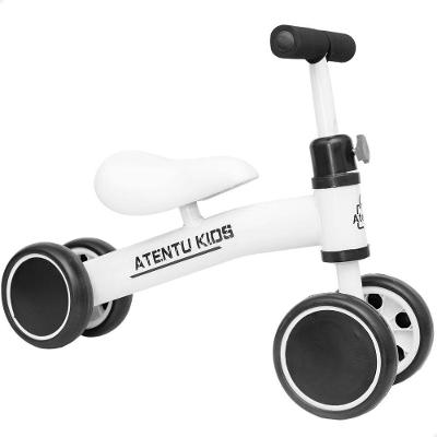 Bicicleta Andador Tico-Tico de Equilíbrio sem Pedal Infantil 4 Rodas Branco Assento Ajustável