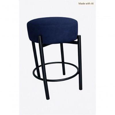 Banqueta Alta Glamour Secretária Veludo Base Fixa Marinho SMF Decor