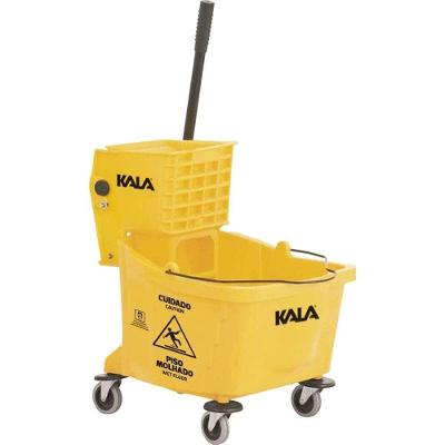 Balde Espremedor 418587 para Limpeza com Rodas Polietileno Amarelo Kala 32L