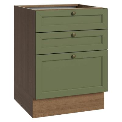 Balcão Vik 3 Gavetas MDP 60CM Rustic Verde Madesa