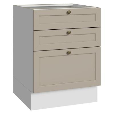 Balcão de Cozinha Vik 3 Gavetas MDP 60CM Branco e Crema