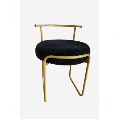 Banqueta Cadeira Glamour Secretária Veludo Base Fixa Preto SMF Decor