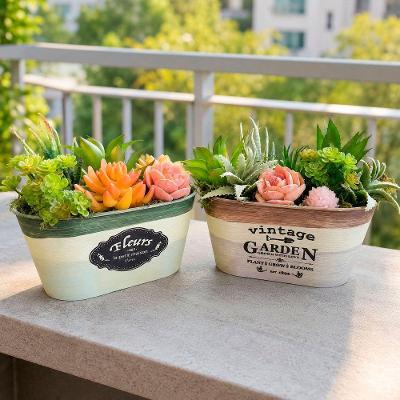 Arranjo Vaso Suculenta Planta Artificial Kit 2pçs Verde