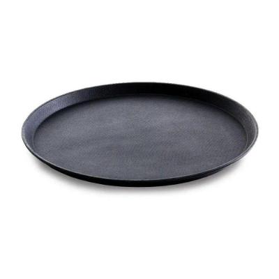 Bandeja Redonda Transporte Plastico Superficie Antiderrapante Restaurante Preto 40CM Fratelli