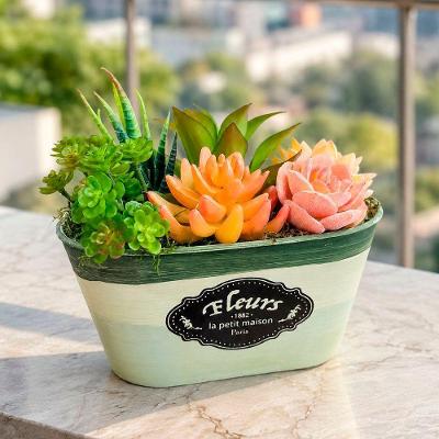 Arranjo Vaso Decorativo Suculenta Planta Jardim Artificial com Toque de Natureza Verde